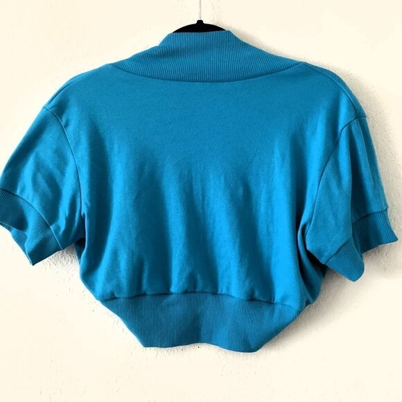 CROPPED CARDIGAN OPEN FRONT SHORT SLEEVE SHRUG - Picture 4 of 6